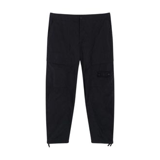 Stone Island Gekreukelde Corduroy 500-Tc Relaxed-Fit Broek - Heren - Straight fit broeken - Zwart - W34 - Katoen - Broeken