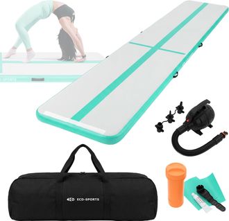 ECD Germany Ecd Germany Colchoneta De Gimnasia Art&iacute;stica Airtack 5 M, Verde Menta, Esterilla Inflable Para Tumbling, 10 Cm De Grosor, Colch&oacute;n De Yoga/pilates Con 