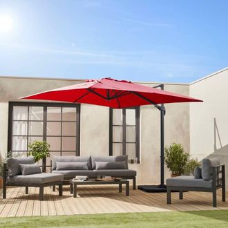 Sweeek 3x3m Square Cantilever Parasol With Cover Included in Red