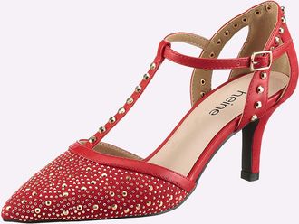 Heine Pumps HEINE, Damen, Gr. 36, rot, Synthetik, Textil, Schuhe Pumps