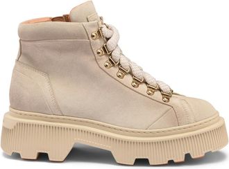 Santoni Schoenen, Dames, Beige, 38 1/2 EU, Suède, Lace-up Boots