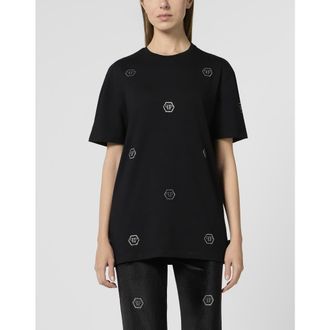Philipp Plein Man Fit T-Shirt Mini Monogram Crystal Monogram Women in Black at Nordstrom, Size X-Small