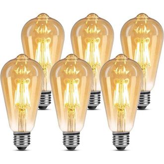 OEM Bombilla Led E27 - Blanco C&aacute;lido 2500k 470lm - 4,8w Equivalente A 40w Led E27 St64, Decorativa, Regulable - Paquete De 6 [clase Energ&eacute;tica] - Crezuo