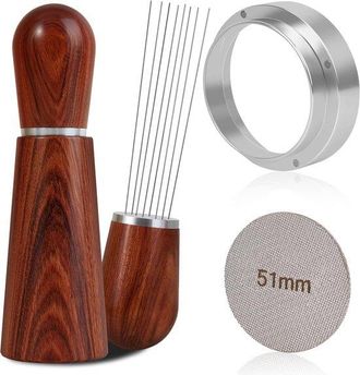OEM Juego De Accesorios Para Espresso De 51 Mm: Embudo Dosificador + Filtro Para Discos De Caf&eacute; + Agitador Distribuidor - Acero Inoxidable 316