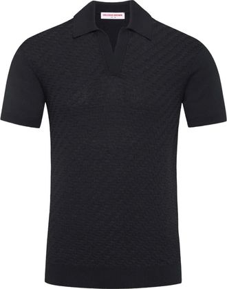 Orlebar Brown Horton top met polokraag en jacquard - Blauw