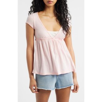 BDG Tina Layered Cotton Babydoll Top in Pink at Nordstrom, Size X-Small