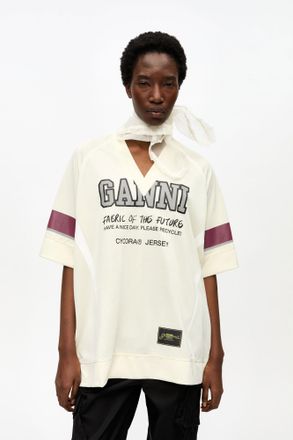 Ganni Ivory League Oversized T-shirt - Size XXS/XS White