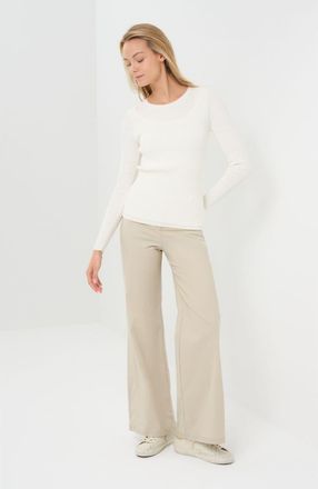Anatomie Kris Double Collared Rib Pointelle Texture Sweater in Ivory at Nordstrom, Size X-Large