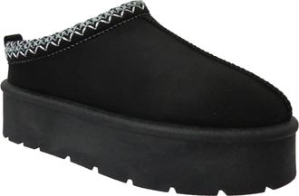 Generic Womens Faux Fur Platform Slippers - Cozy Winter Slip-On Mules for Ladies, Warm & Snug Shoes BLACK UK 7