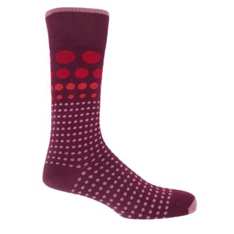 Peper Harow Grad Polka Mens Socks - Burgundy