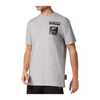 Plein Sport T-Shirt With Patches - male - Plein Sport - Training T-shirts & Tops - Gray - S - Sport