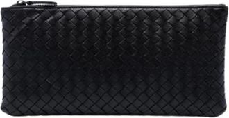 Bottega Veneta Pre-owned Woven Nappa Leather Pouch - Dames - Vintage Clutch - Zwart - ONE Size - Leer - Vintage