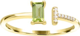 Diamond2Deal 10K Yellow Gold Peridot and Diamond Engagement Ring ( 0.25Ct)