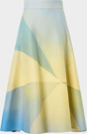 Akris Sunbeam Print Cotton Midi Skirt