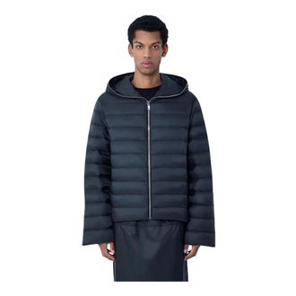 Moncler Winter Jackets, male, Black, Size: L Hooded Quilted Jacket