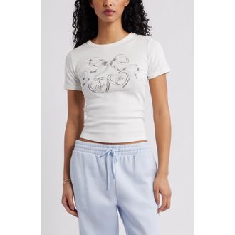 BP. Graphic Baby Tee in White Locket at Nordstrom, Size Xx-Small