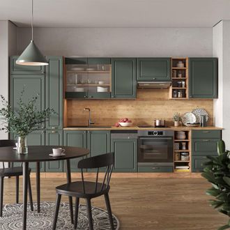Vicco Cucina componibile Fame-Line, Quercia verde-oro Country/oro Power, 355 cm, pl Rovere