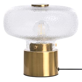 Beliani L&aacute;mpara De Mesa Estilo Glam Moderno Con Base De Hierro Pantalla De Vidrio Texturizado Lat&oacute;n Tara