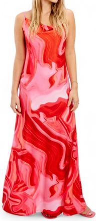 Frank Lyman Design Spaghetti Strap Print Dress In Red/pink