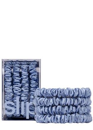 Slip Slip Pure Silk Skinny Scrunchies - Cornflower