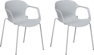 Beliani Conjunto De 2 Sillas De Comedor Gris Con Patas De Metal Estilo Moderno Industrial Elbert