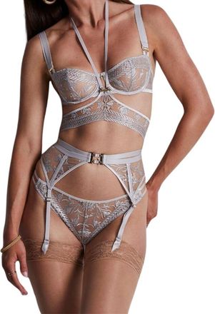 Aubade Womens Magnetic Spell Suspender - Silver Polyamide - Size Large