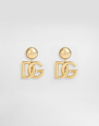 Dolce & Gabbana Clip-on Earrings With Dg Logo - Woman Bijoux Gold Metal Onesize