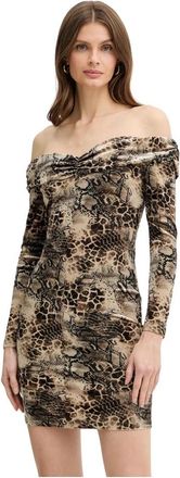Guess Printed Mini Jurk - Dames - Feestkleedjes - Veelkleurig - XL - Leer - Kleedjes