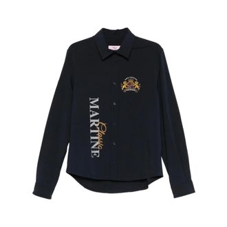 Martine Rose Casual Shirts, male, Blue, Size: XL Embroidery Shirt