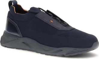 Santoni Mens Stretch Fabric Sneakers Blue Upper: Fabric; Sole: Rubber