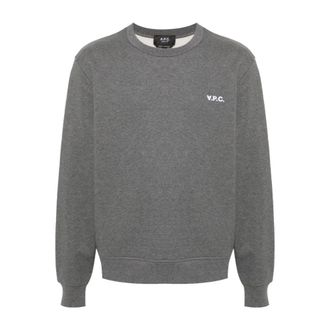 A.P.C. Sweatshirts, male, Gray, Size: 2XL Logo Flocked Sweatshirt