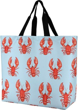 Generic Red Cute Lobster Tote Bag Reusable Grocery Shopping Bags Large Travel One Shoulder Handbag for Picnic Work