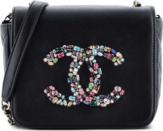 Chanel Giant Crystal CC Flap Bag Lambskin Mini crossbody bag - Zwart