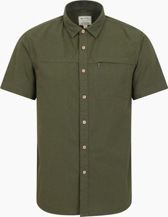 Mountain Warehouse Mens Mountain Warehouse Mens Coconut Slub Short-Sleeved Shirt - Green - Size: 40/Regular
