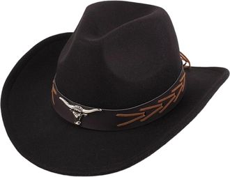 Generic Western Cowboy Hat for Men Women Faux Fur Felt Cowgirl Soft Cowgirl Outdoor Cowboy Hat with Wide Brim Brown