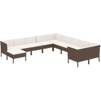 vidaXL 11 Pcs Garden Lounge Set Con Coj&iacute;n Mimbre Pe Brown