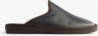 Nordikas 131 Dublin Mens Mule Slippers Navy Leather - Size UK 10.5