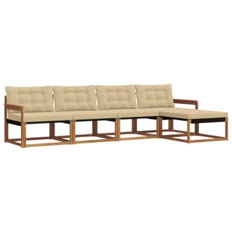 vidaXL Conjunto De Sof&aacute;s De Exterior Con Coj&iacute;n 5 Pcs Natural Y Beige Vidaxl