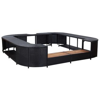 vidaXL Vidaxl - Bordo Per Vasca Da Spa Quadrato Nero 268x268x55 Cm Polyrattan