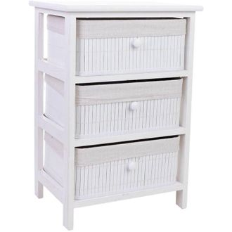 Wanderlust Deco Wanderlust Deco - Cajonera De Madera Con 3 Cajones De Bambu Forrados 40x29x58