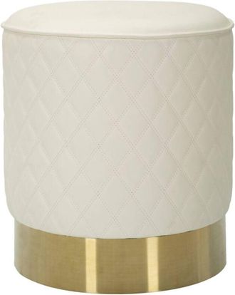 Dmora Puf Erro, Sill&oacute;n Multiusos, Banco De Cabecera, Puf Reposapi&eacute;s, 36x36 H39 Cm, Blanco Y Oro - Dmora