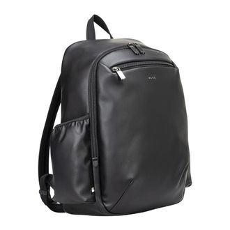 HUGO BOSS Tassen, Heren, Zwart, ONE Size, Leer, Volledig gevoerde leren rugzak