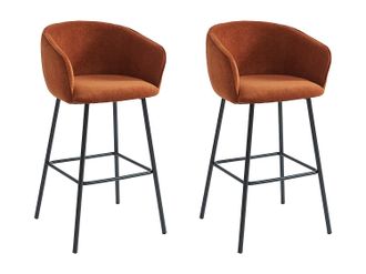 Vente-Unique Conjunto de 2 taburetes de tela y metal negro - Terracota - LAZONI de Pascal Morabito