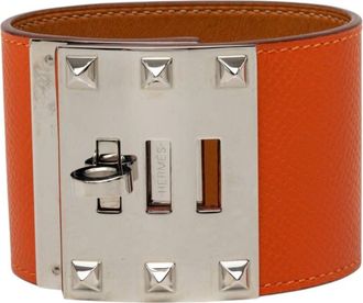 Herm&egrave;s Pre-owned Hermes Epsom and Palladium Plated Kelly Extreme Dog Bracelet Ladies NUYX4LDUNI3QWYNS