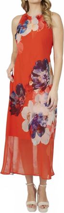 Frank Lyman Design Mesh Maxi Dress In Red