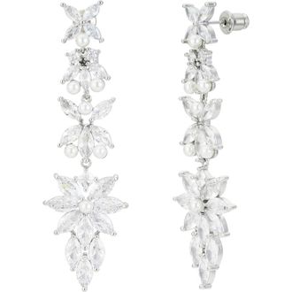 Untamed Petals Rosette Crystal Drop Earrings in Silver at Nordstrom