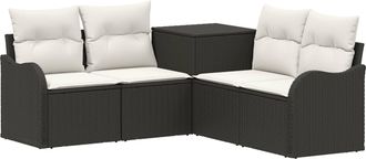 vidaXL Juego De Sof&aacute; 5 Uds. Negro Y Blanco Crema Vidaxl