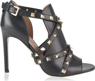 Valentino Garavani Black Leather Rockstud Booties Size 39