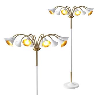 Jonathan Y Designs Vivian 61 10-Light Mid-Century Modern Iron Medusa Multi Head LED Floor Lamp in Brass Gold/white at Nordstrom