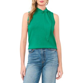 CeCe by Cynthia Steffe Tie Neck Sweater Tank in Minty Green at Nordstrom, Size X-Large